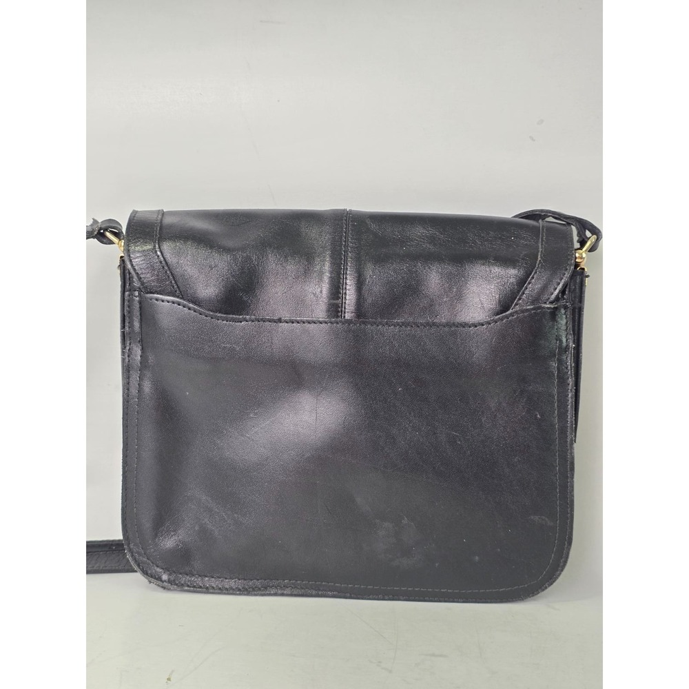 Vintage Philippe Women's Crossbody‎ Bag Black Leather Shoulder Bag Purse - Picture 2 of 15